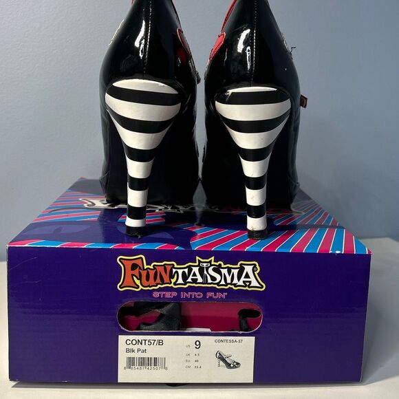 Funtasma Contessa 57 Alice in Wonderland 4” Heels size 9 Black - Picture 10 of 10